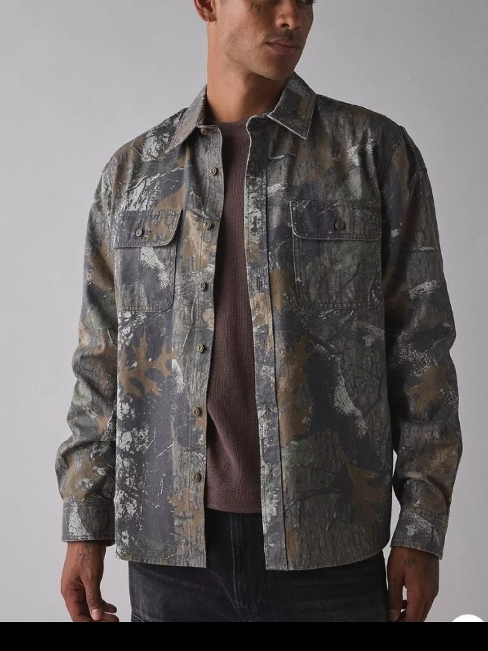 Urban Outfitters- BDG Men's Camouflage Button-Front Field Jacket
